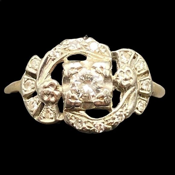 Antique 14kt gold Art Deco diamond ring appraisal included 6.75 - Picture 6 of 16